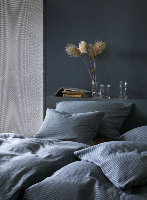 140x220 cm: Eksklusiv Flonel sengetøj fra HØIE - OLAI BLÅ 220